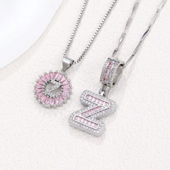 2-Piece 14K Diamond Letter Initial Necklaces (Limited Pink Edition)