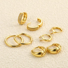 14K 8-Piece Elegant Huggie Hoop Earrings Set