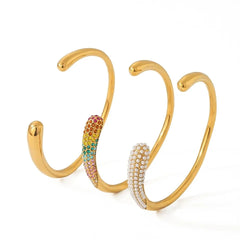 Accented Classy Bangle Cuff Bracelets - Veinci