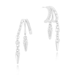 14K Triple Huggie Dangle Earrings Pair