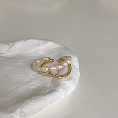 Adjustable Layered Pearl Accented Ring - Veinci