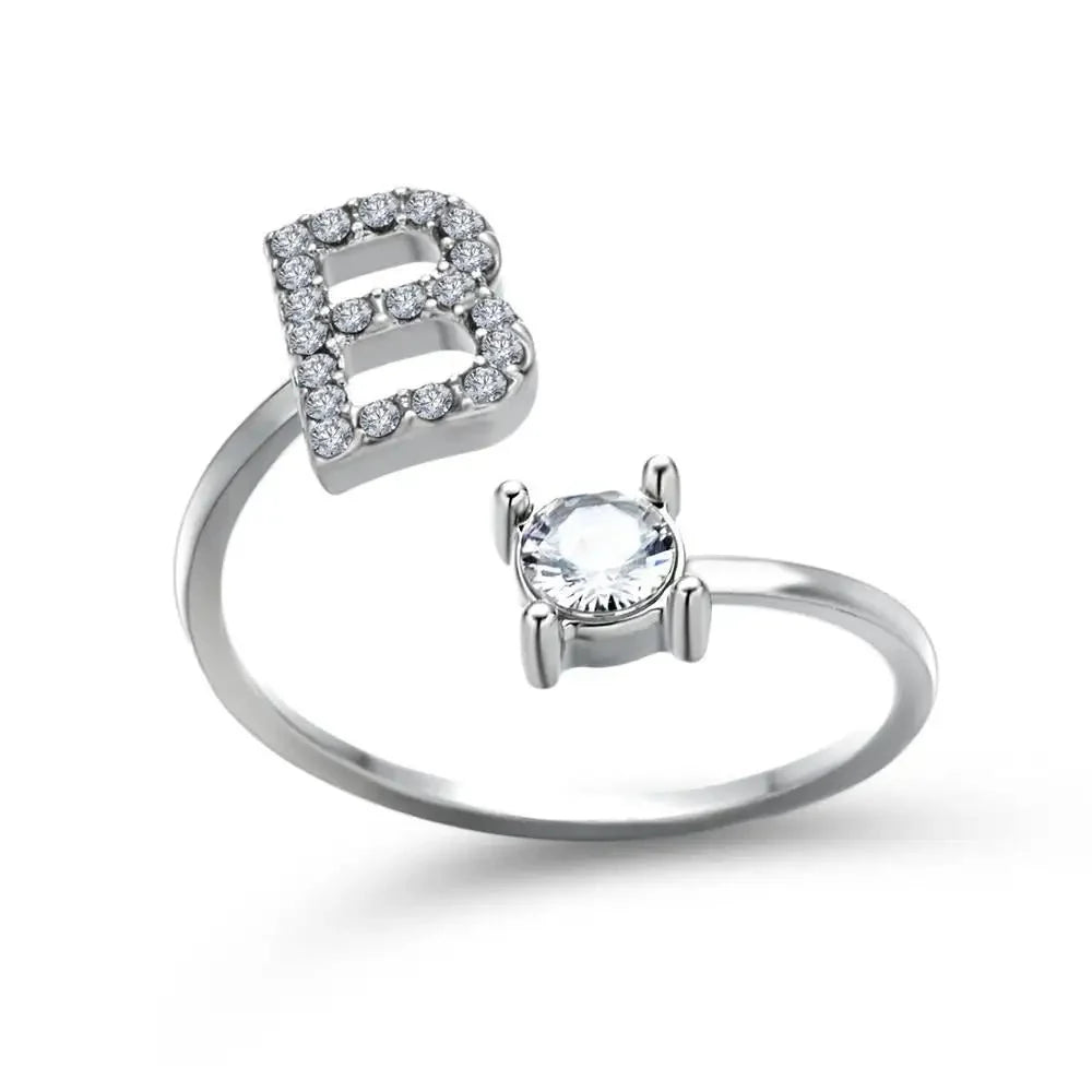 Adjustable Letter Initial Ring - Veinci