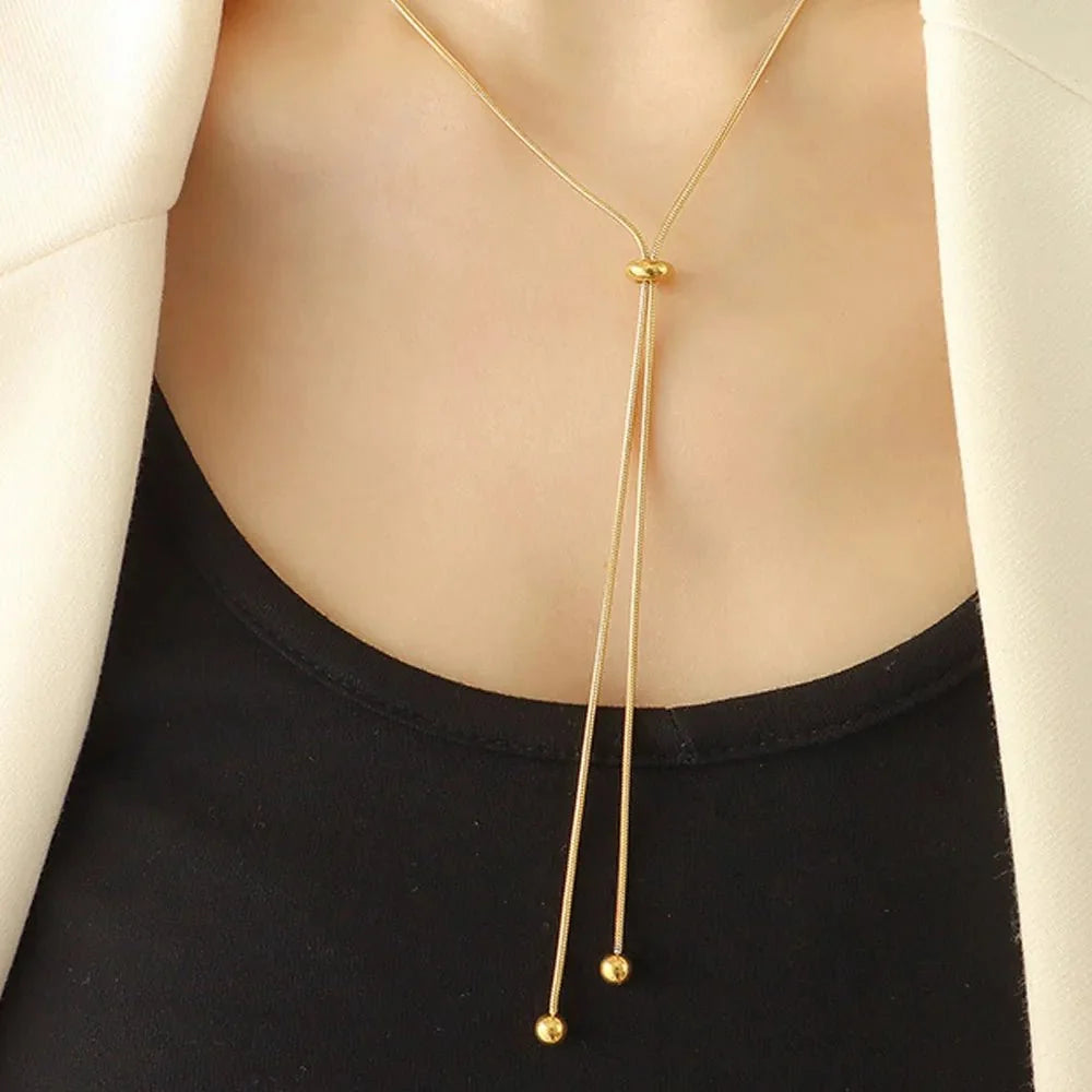 Adjustable Snake Chain Lariat Necklace - Veinci
