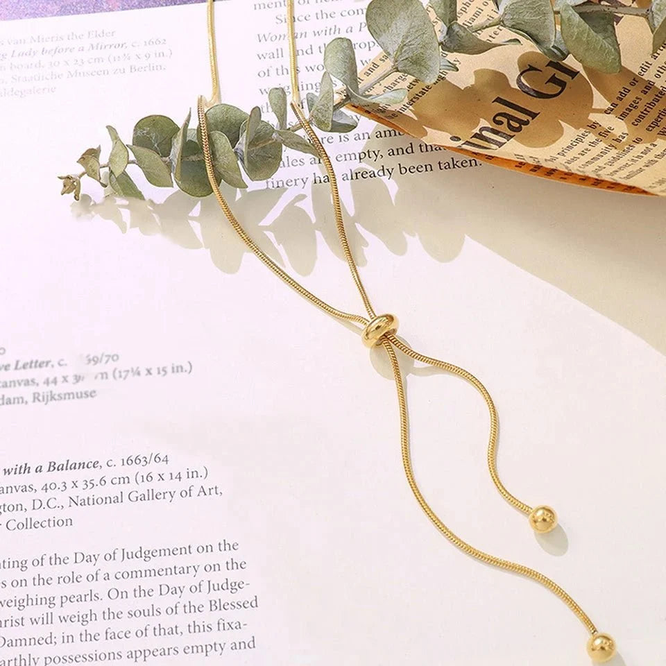Adjustable Snake Chain Lariat Necklace - Veinci