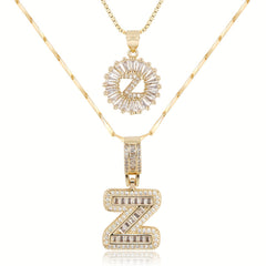 2-Piece 14K Diamond Letter Initial Necklaces