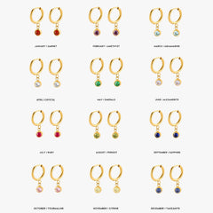 Birthstone Charm Hoops