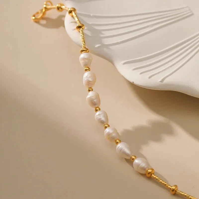 Boho Gold Accented Pearl Bracelets - Veinci