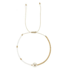 Boho White & Gold Beaded Letter Initial Beaded Bracelets - Veinci