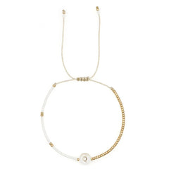 Boho White & Gold Beaded Letter Initial Beaded Bracelets - Veinci