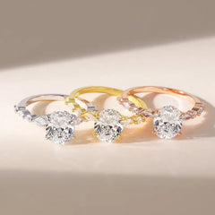 Sterling Silver 3CT Elegant Oval Set Moissanite Accented Band Ring