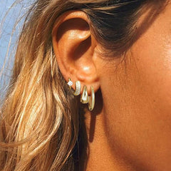 14K 8-Piece Elegant Huggie Hoop Earrings Set