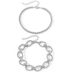 Chunky Paperclip & Weave Chain Bracelet Set - Veinci