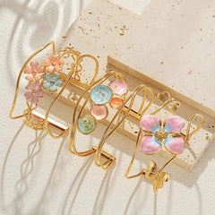 Classy Floral Bangle Bracelets - Veinci
