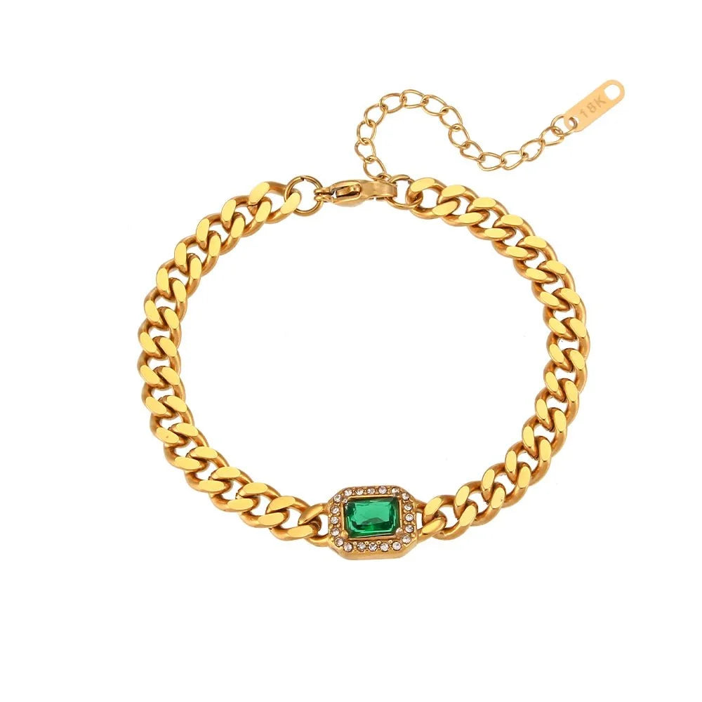 Cuban Chain Square Cut Diamond Choker and Bracelet - Veinci