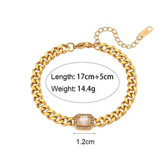 Cuban Chain Square Cut Diamond Choker and Bracelet - Veinci
