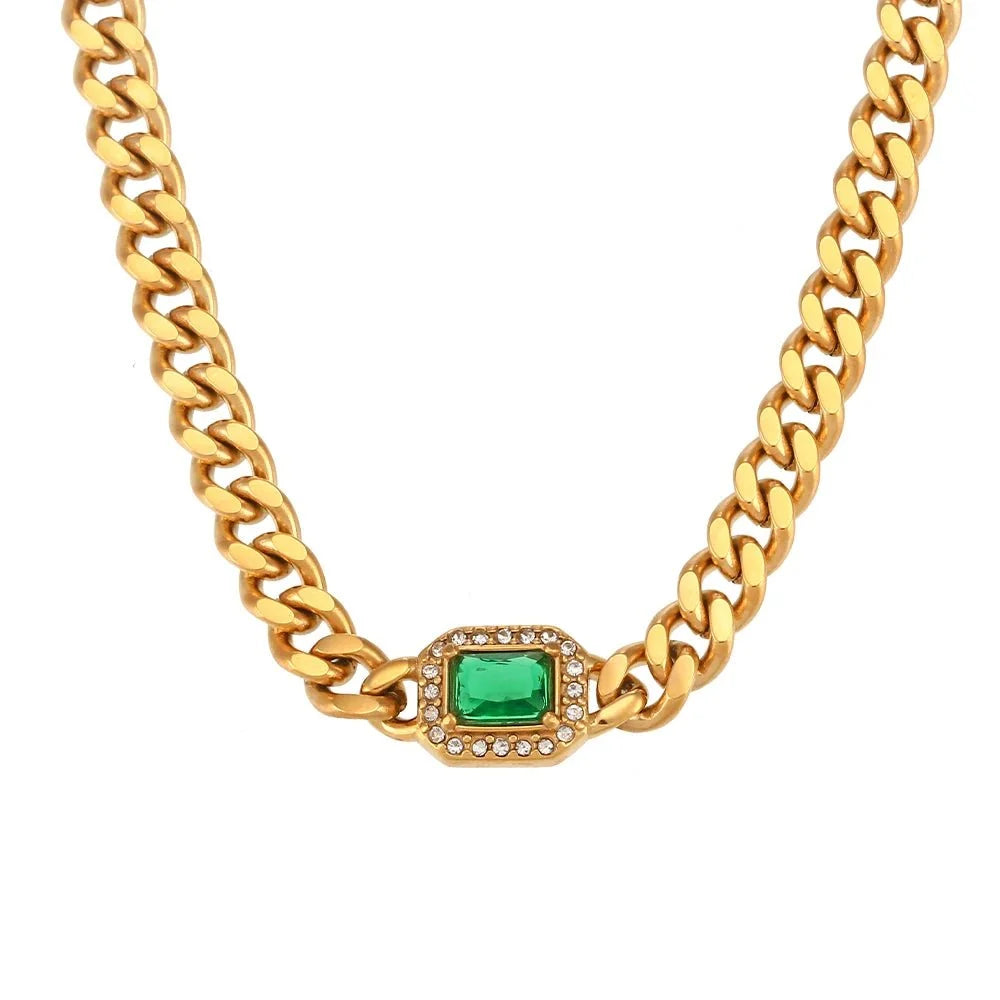 Cuban Chain Square Cut Diamond Choker and Bracelet - Veinci