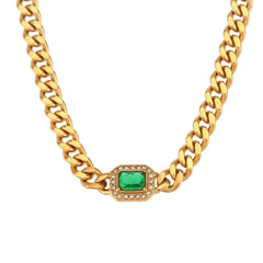 Cuban Chain Square Cut Diamond Choker and Bracelet - Veinci