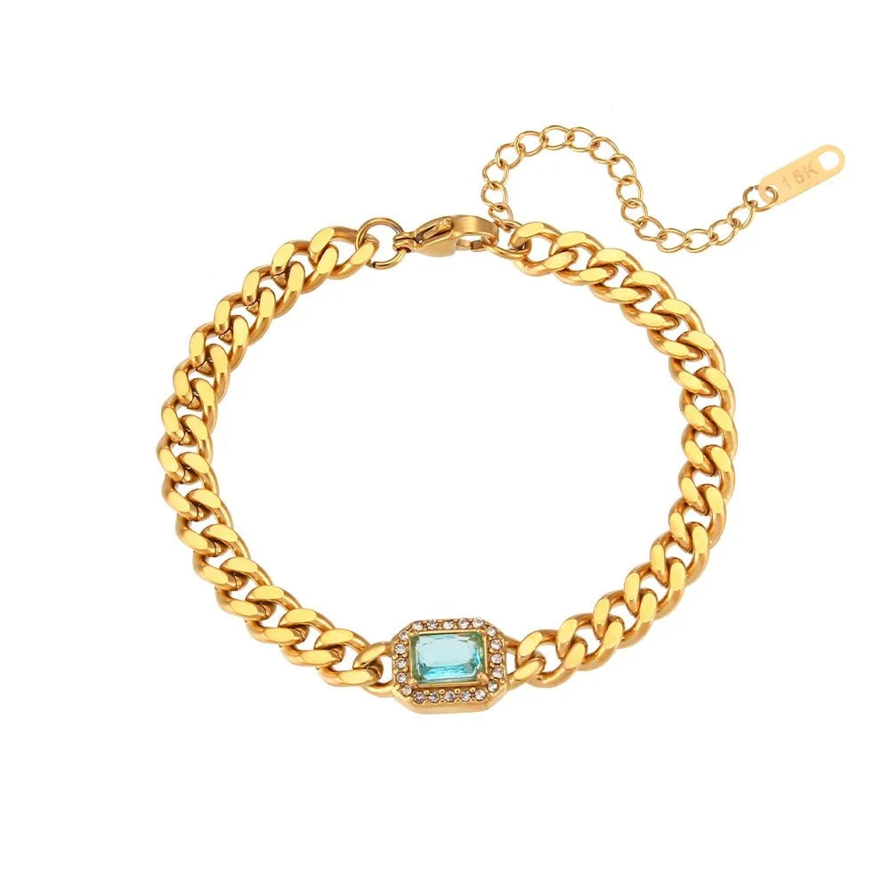 Cuban Chain Square Cut Diamond Choker and Bracelet - Veinci