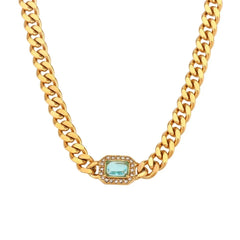 Cuban Chain Square Cut Diamond Choker and Bracelet - Veinci