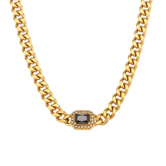 Cuban Chain Square Cut Diamond Choker and Bracelet - Veinci