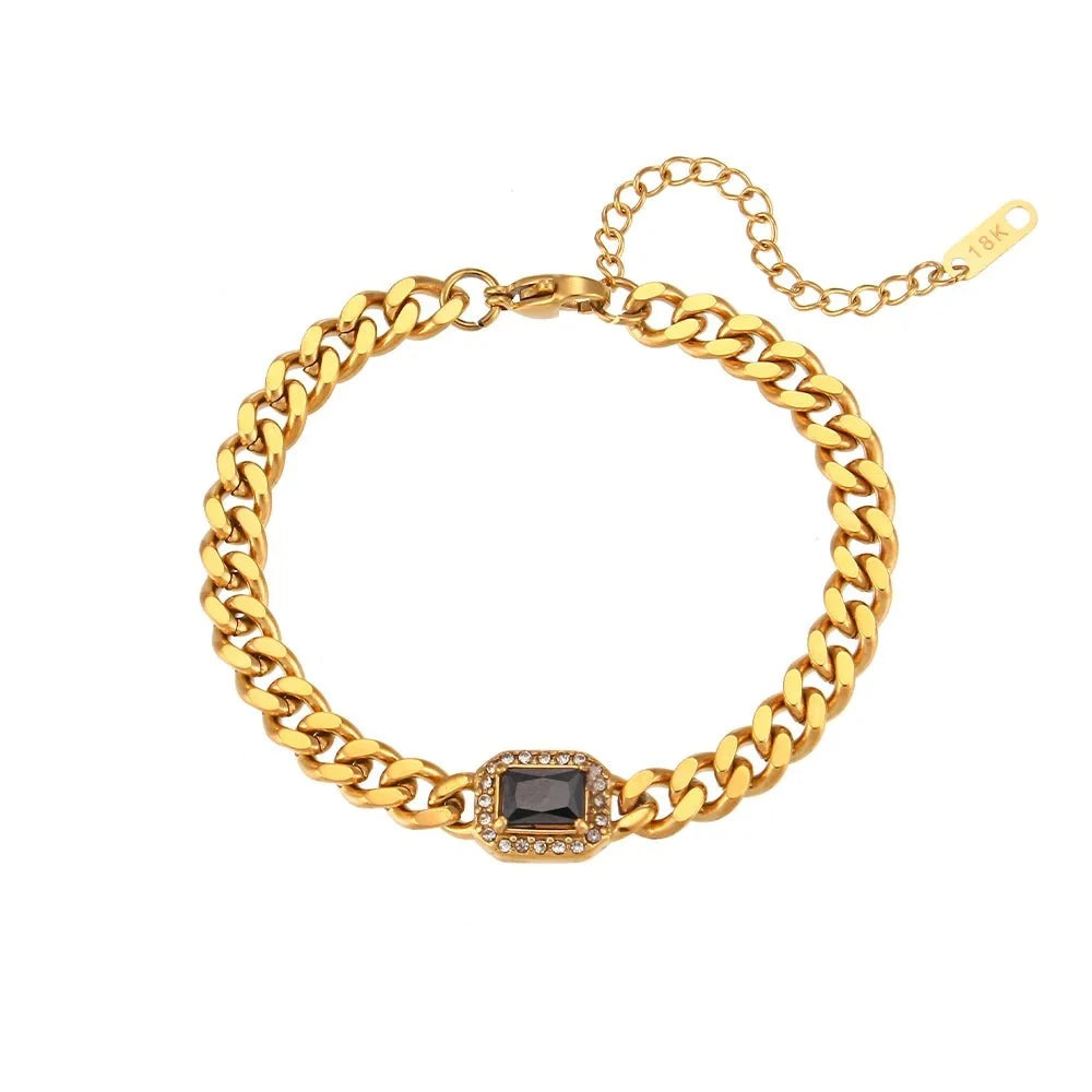 Cuban Chain Square Cut Diamond Choker and Bracelet - Veinci