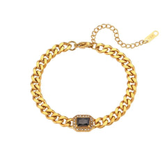 Cuban Chain Square Cut Diamond Choker and Bracelet - Veinci