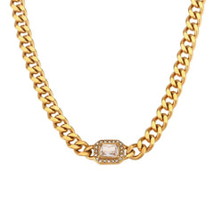 Cuban Chain Square Cut Diamond Choker and Bracelet - Veinci