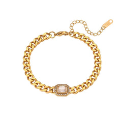 Cuban Chain Square Cut Diamond Choker and Bracelet - Veinci