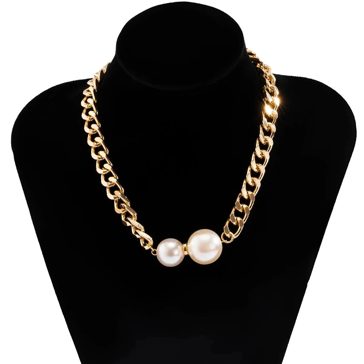 Cuban Link Chain Pearl Ends Necklace - Veinci