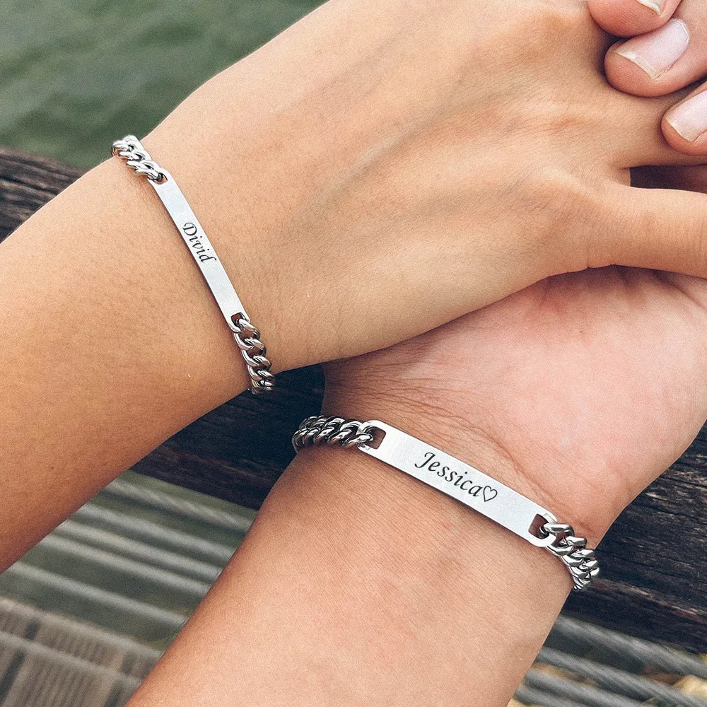 Customized Cuban Link Name Band Bracelets - Veinci