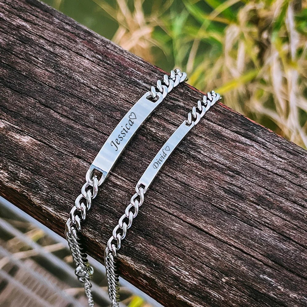 Customized Cuban Link Name Band Bracelets - Veinci