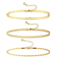 3-Piece Classic Anklet Stack