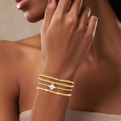 14K 4-Piece Beaded Cross Bracelet Stack