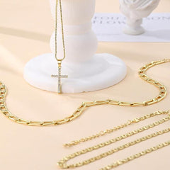 3-Piece 14K Layered Cross Necklace Stack