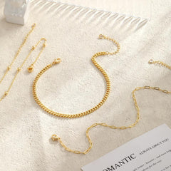 3-Piece Elegant Satellite, Paperclip, Curb Chain Anklet Set
