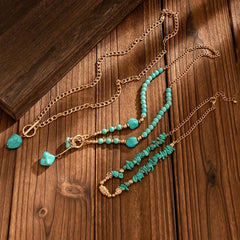 3-Piece Boho Toggle Clasp Turquoise Accented Necklace Stack