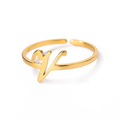 Dainty Adjustable Classy Letter Initial Rings - Veinci