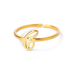 Dainty Adjustable Classy Letter Initial Rings - Veinci