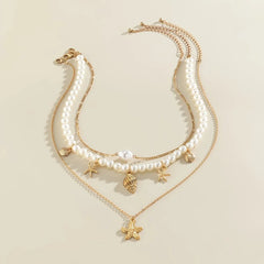 Dainty Beach Adventure Necklace Stack - Veinci