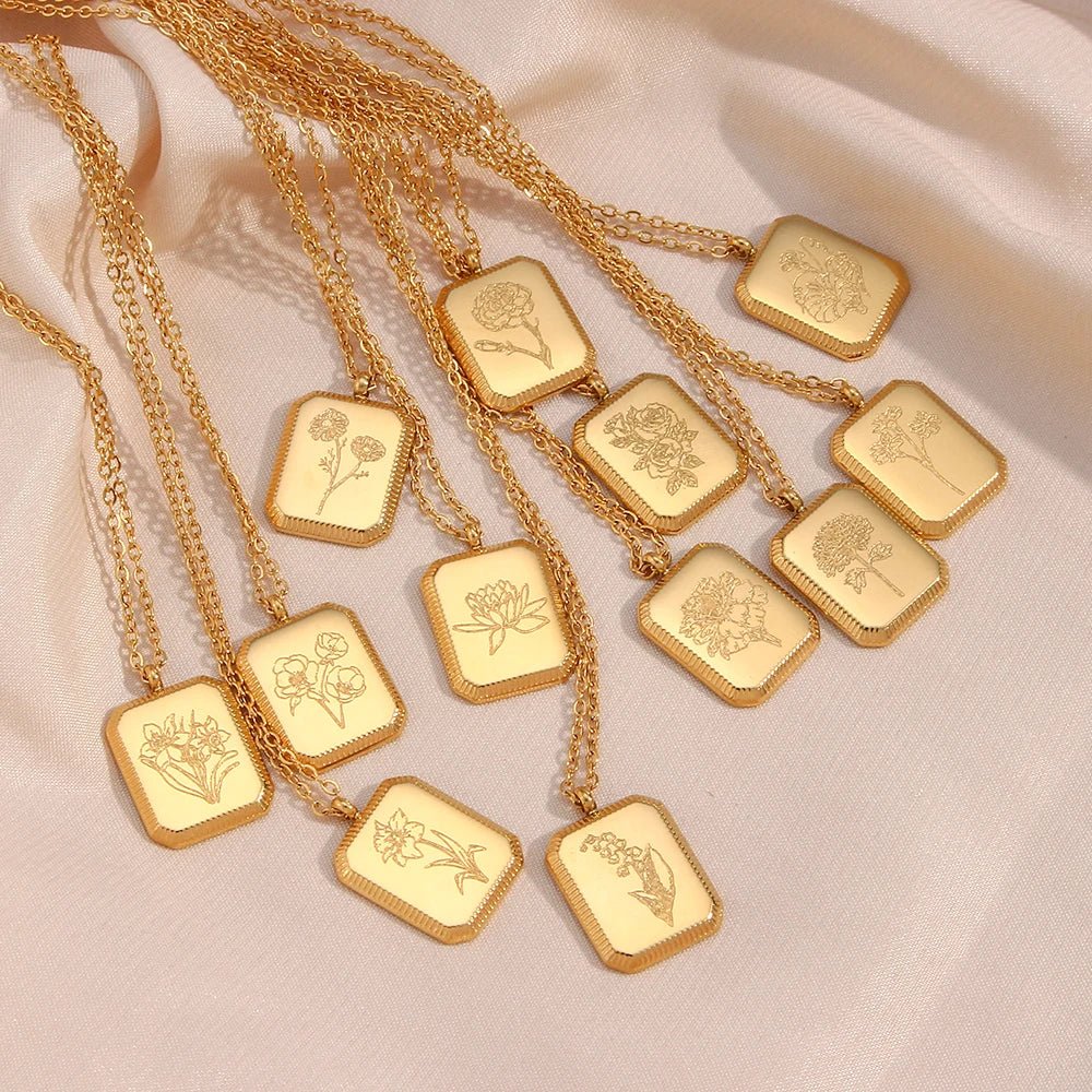 Dainty Birth Month Flower Necklace - Veinci