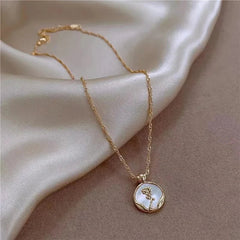 Dainty Blanc Camellia Floral Necklace, Earrings, Ring Jewelry Set - Veinci