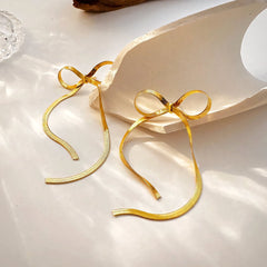 Dainty Bow Tassel Earrings - Veinci