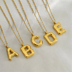 Dainty Bubble Letter Initial Necklace - Veinci
