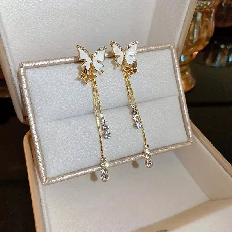 Dainty Butterfly Dangle Earrings - Veinci