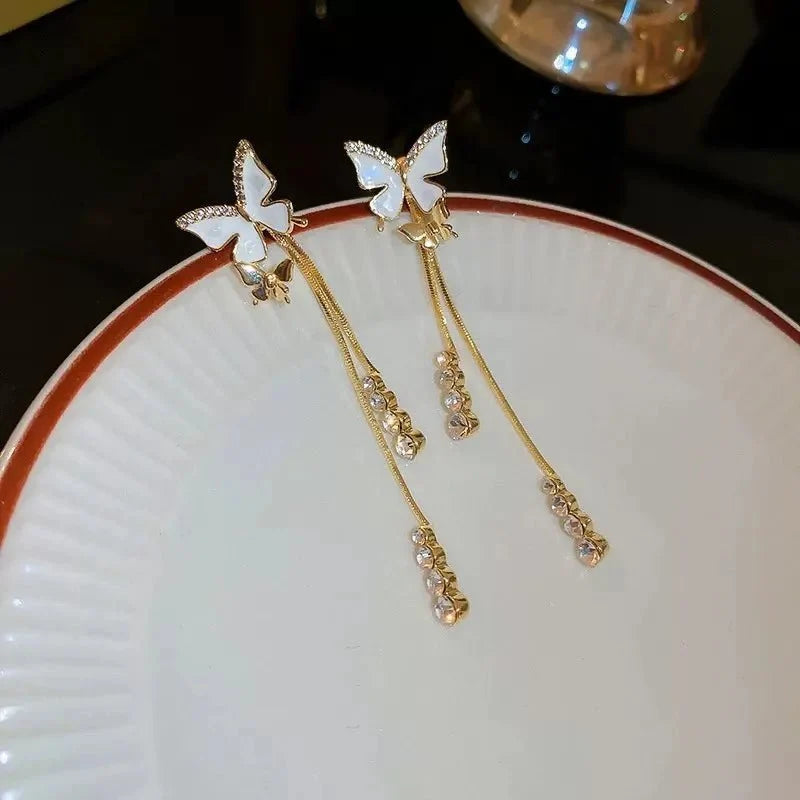 Dainty Butterfly Dangle Earrings - Veinci