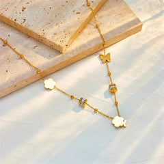 Dainty Clover Butterfly Diamond Necklace - Veinci