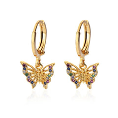 Dainty Colorful Diamonds Butterfly Earrings - Veinci