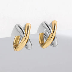 Dainty Criss Cross Contrast Earrings - Veinci