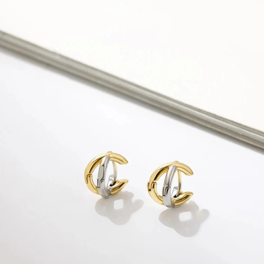 Dainty Criss Cross Contrast Earrings - Veinci