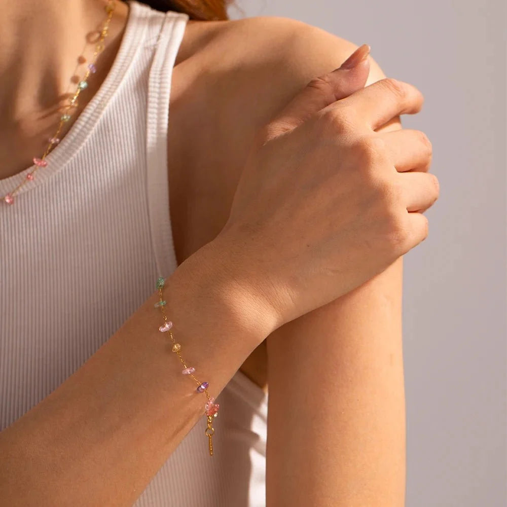 Dainty Crystal Bracelet and Necklace Set - Veinci